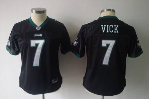 Eagles #7 Michael Vick Black Women's Alternate Team Color Stitched NFL Jersey